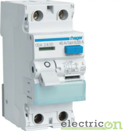 RCCB – întrerupătoare diferențiale - Disjunctor diferential 40A/30mA Hager - CDA240D