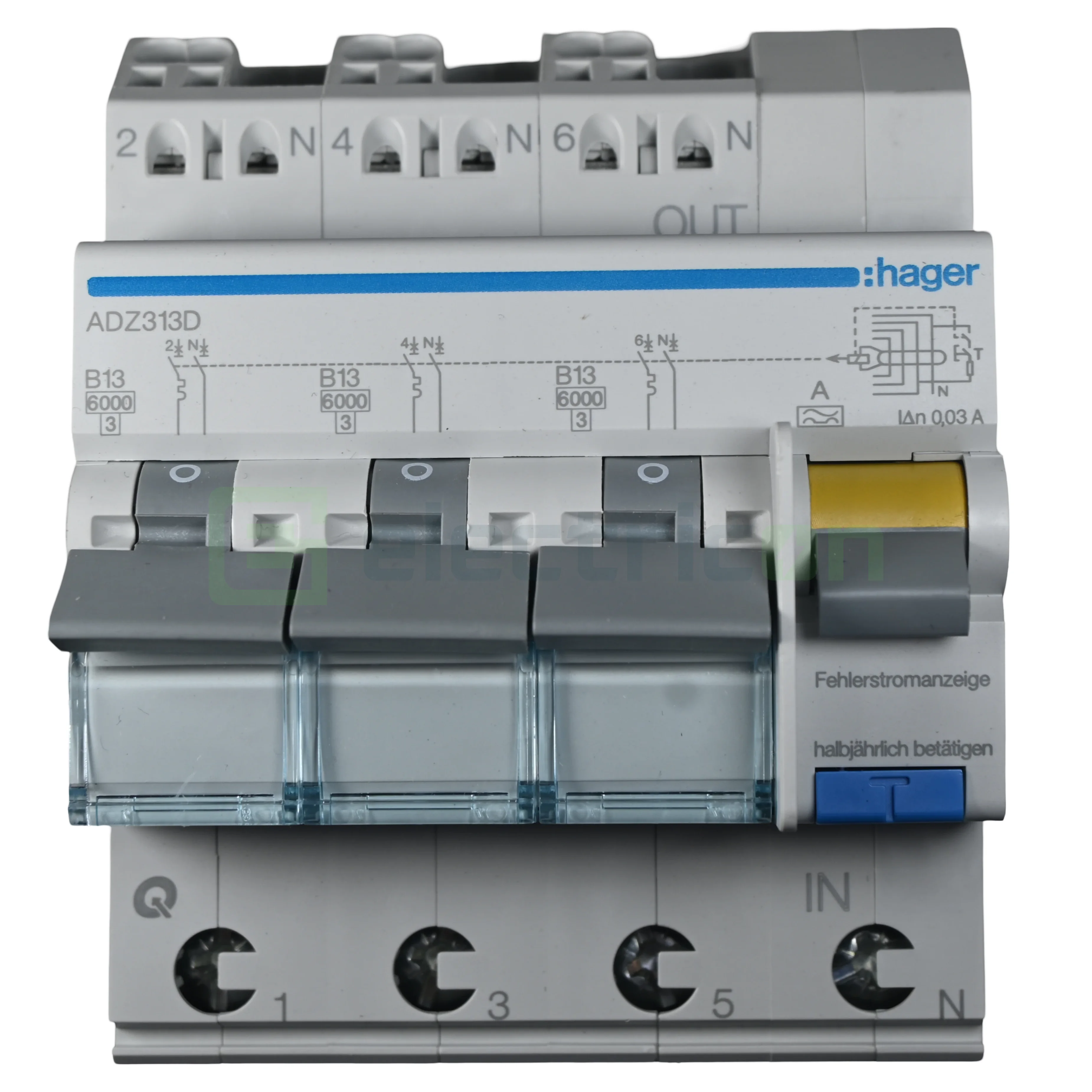 RCBO – siguranțe cu protecție diferențială - Disjunctor diferential 13A/30mA Hager - ADZ313D