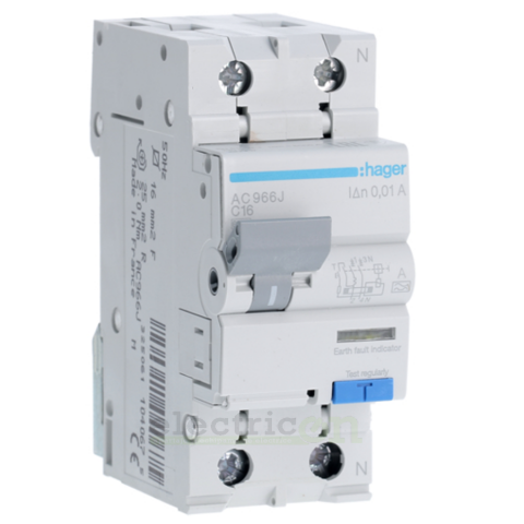 RCBO – siguranțe cu protecție diferențială - Siguranta RCBO 16A/10mA Schrack - AC966J
