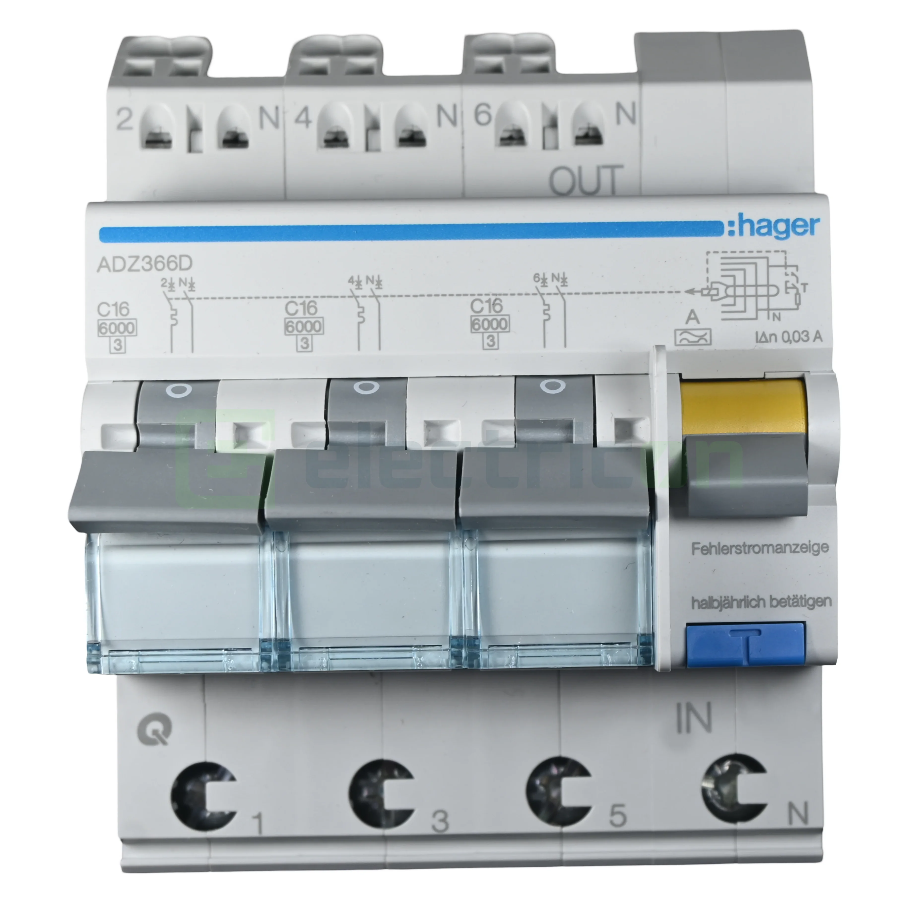 RCBO – siguranțe cu protecție diferențială - Siguranta RCBO 16A/30mA Hager - ADZ366D