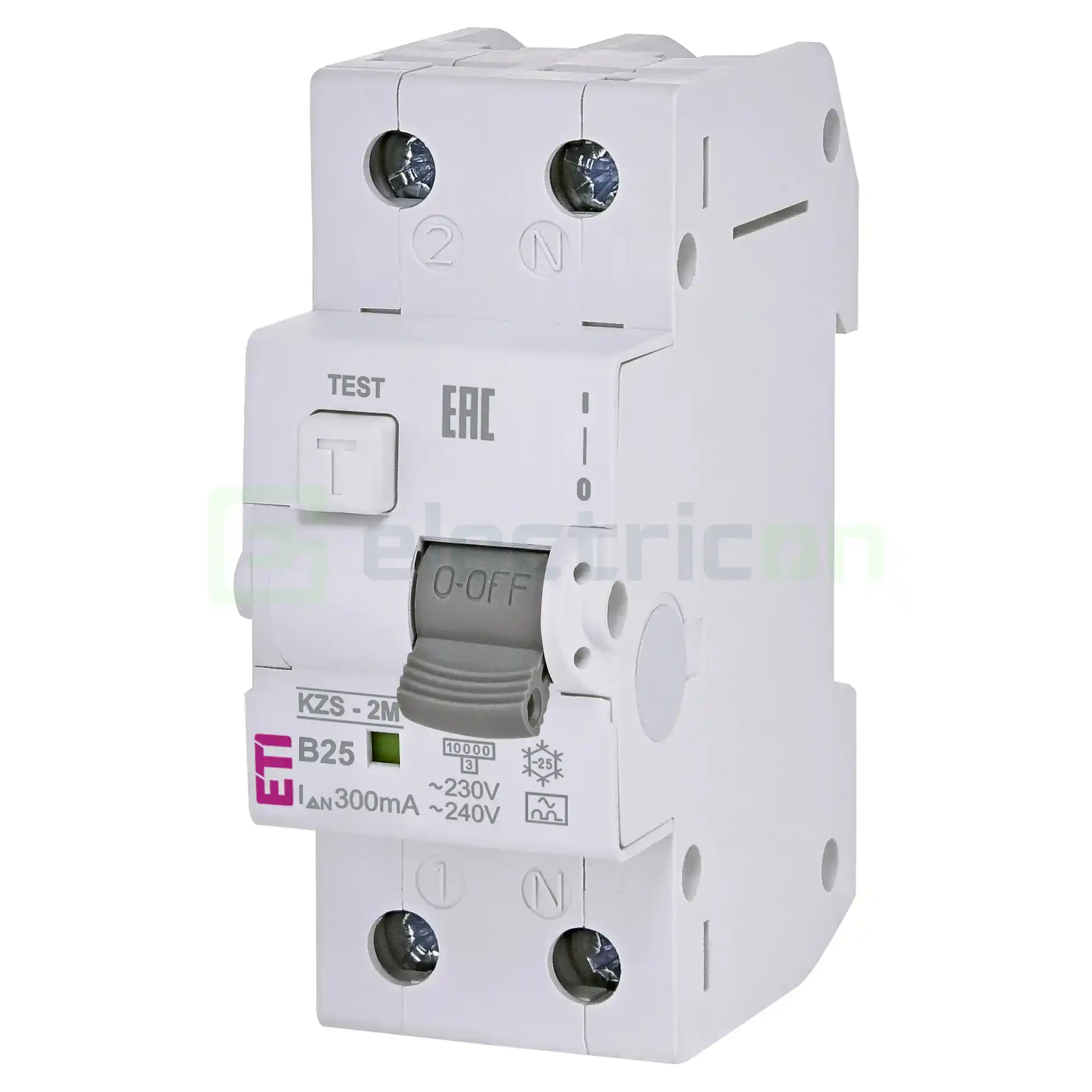 RCBO – siguranțe cu protecție diferențială - Disjunctor diferențial RCBO 25A B25 300mA 1P+N 10kA ETI KZS-2M A 002173406