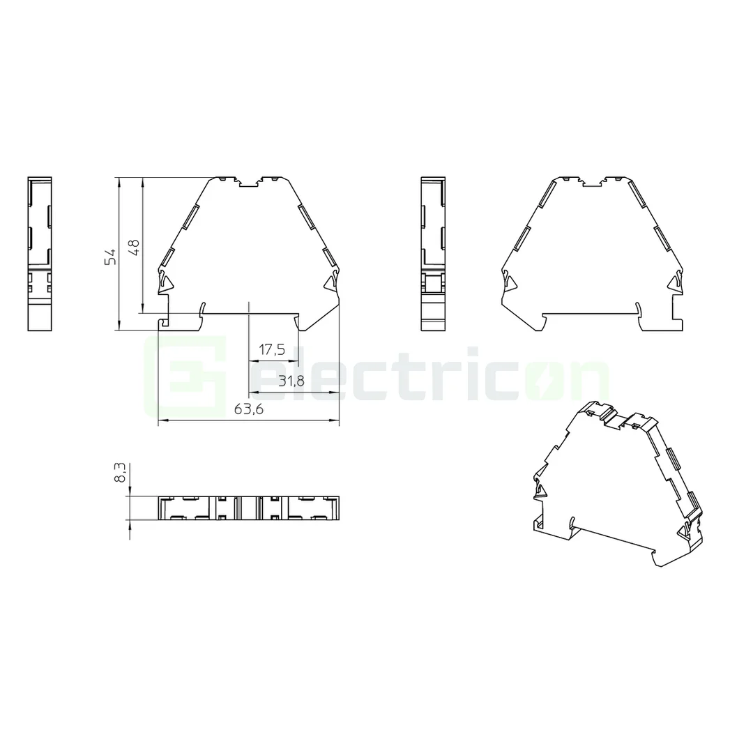 Distanțor pentru clemele șir, seria PTRVB, cu 4 etaje, gri, DP-PTRV 4, Phoenix Contact, 3270163 [2]