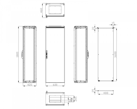 Dulap compact cu o uşa, 1800x600x400mm, RAL 7035 IP65, Schrack, KT186040 [1]