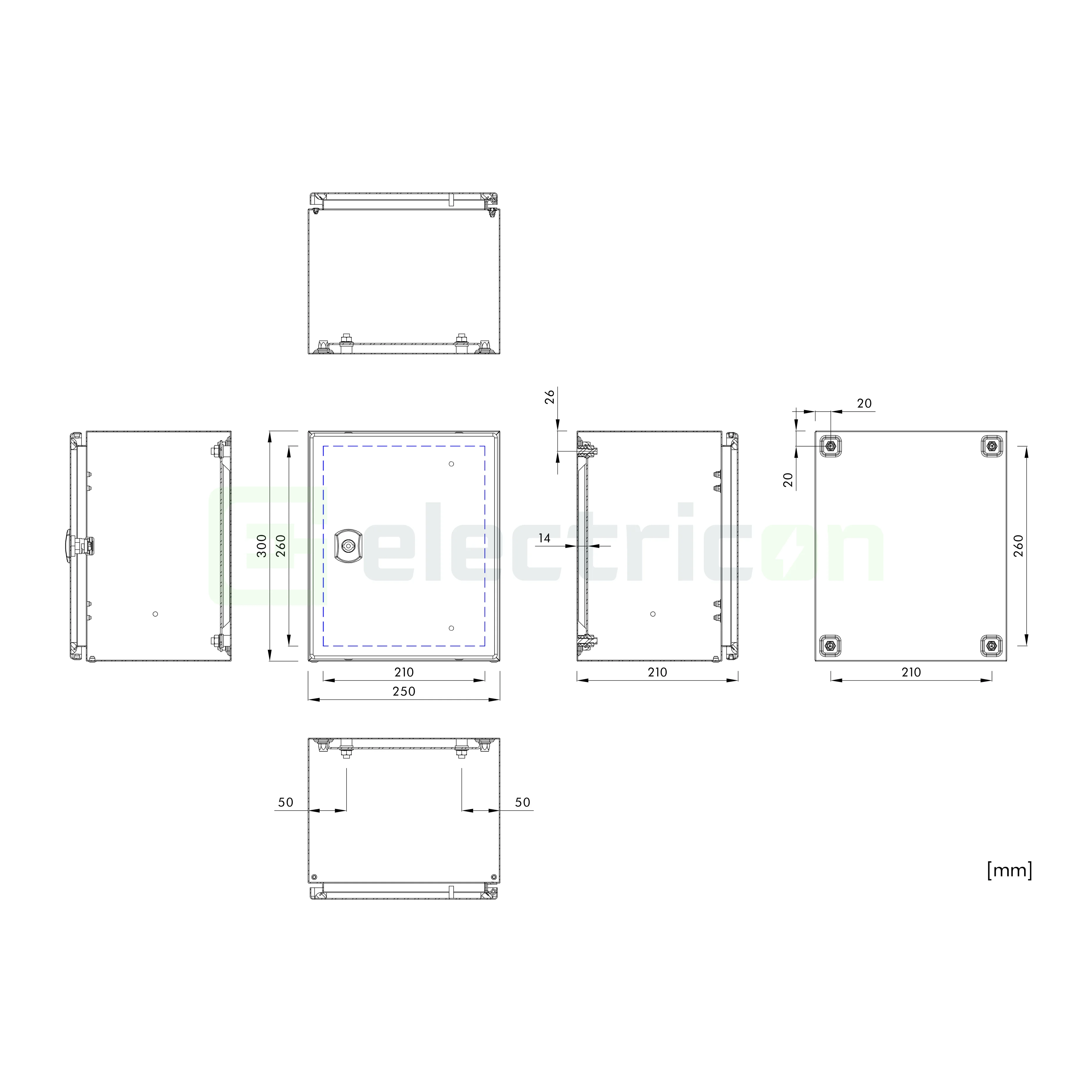 Dulap metalic cu contrapanou si usa, IP66, 300x250x210 mm, Schrack, WSA3025210 [7]