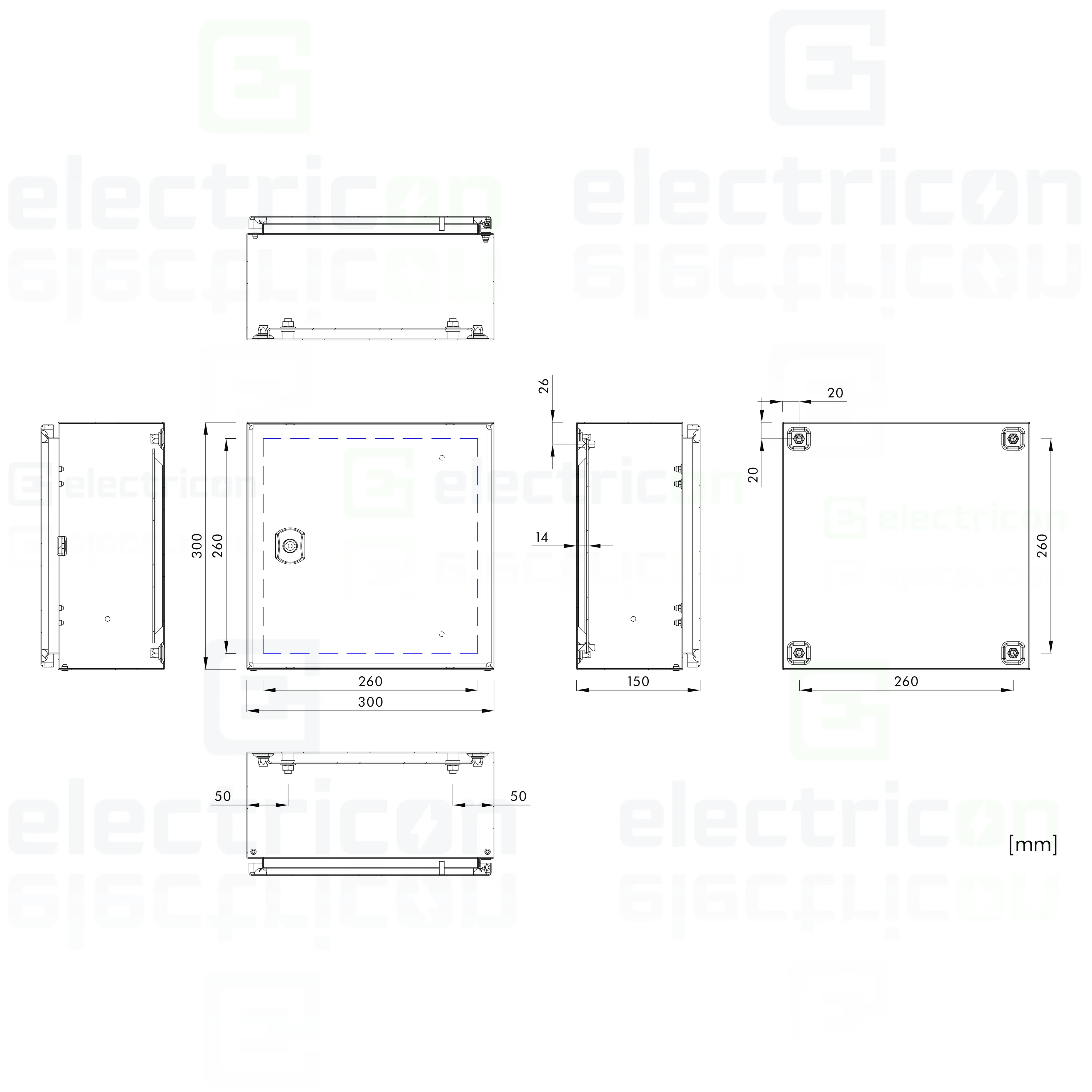Dulap metalic cu contrapanou si usa, IP66, 300x300x150 mm, Schrack, WSA3030150 [9]
