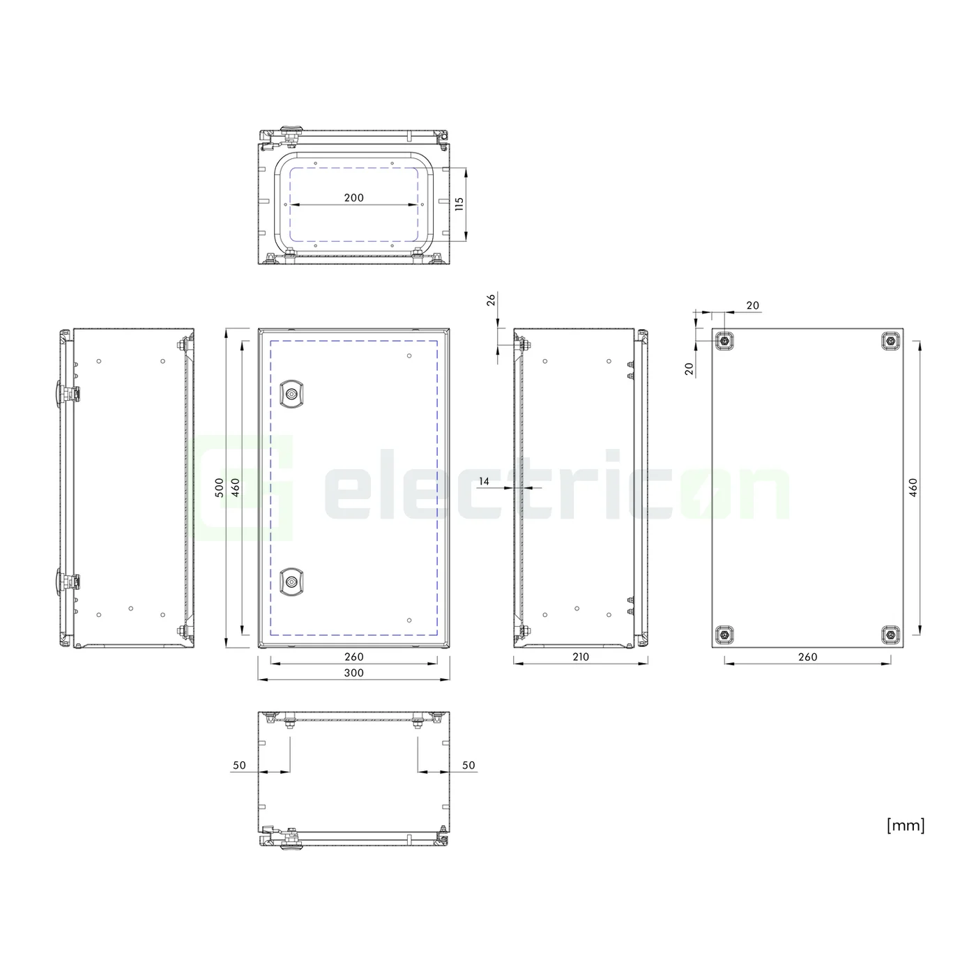 Dulap metalic cu contrapanou si usa, IP66, 500x300x210 mm, Schrack, WSA5030210 [8]