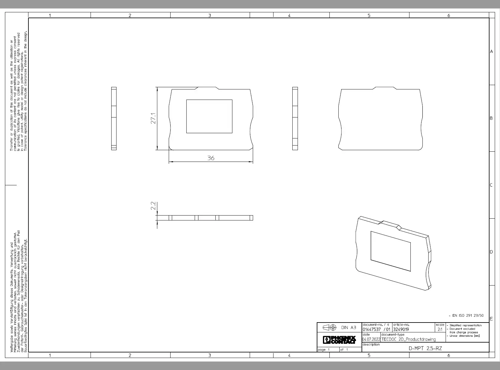 Element terminal pentru clema Phoenix Contact serie MPT pe partea dreapta, D-MPT 2.5-RZ, Phoenix Contact, 3249019 [3]