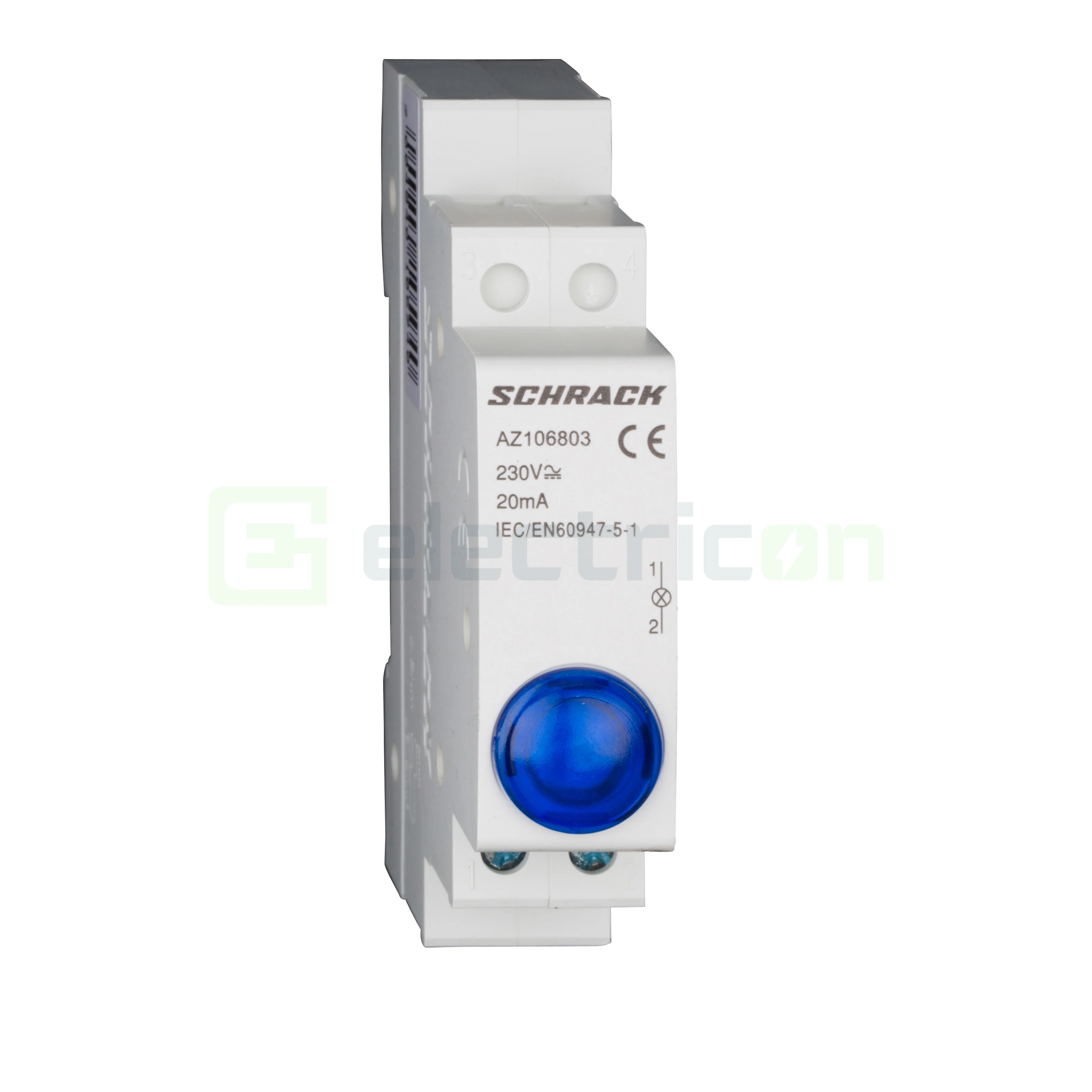 Indicator de tensiune monofazat, 230VAC, albastru, Schrack, AZ106803