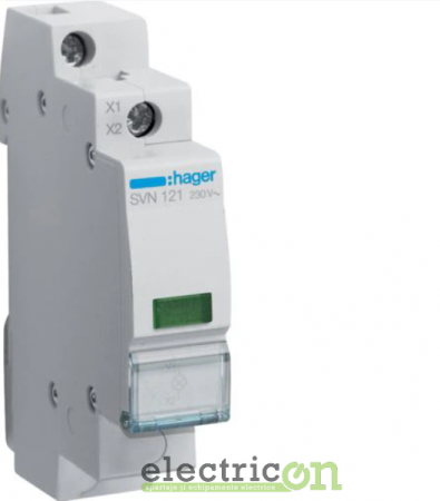 Lampa semnalizare - Lampă semnalizare tensiune LED monofazat, 1xVerde, 230VAC, Hager, SVN121