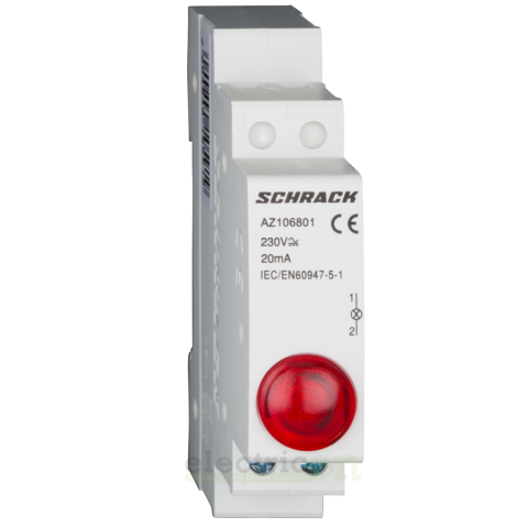 Lampa semnalizare - Lampă semnalizare tensiune LED monofazic, 1xRoșu, 230VAC, Schrack, AZ106801