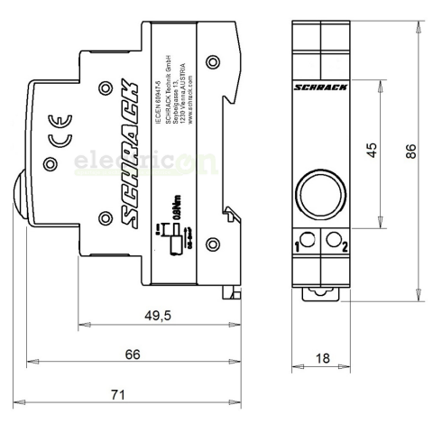 Lampă semnalizare tensiune LED monofazic, 1xRoșu, 230VAC, Schrack, AZ106801 [1]