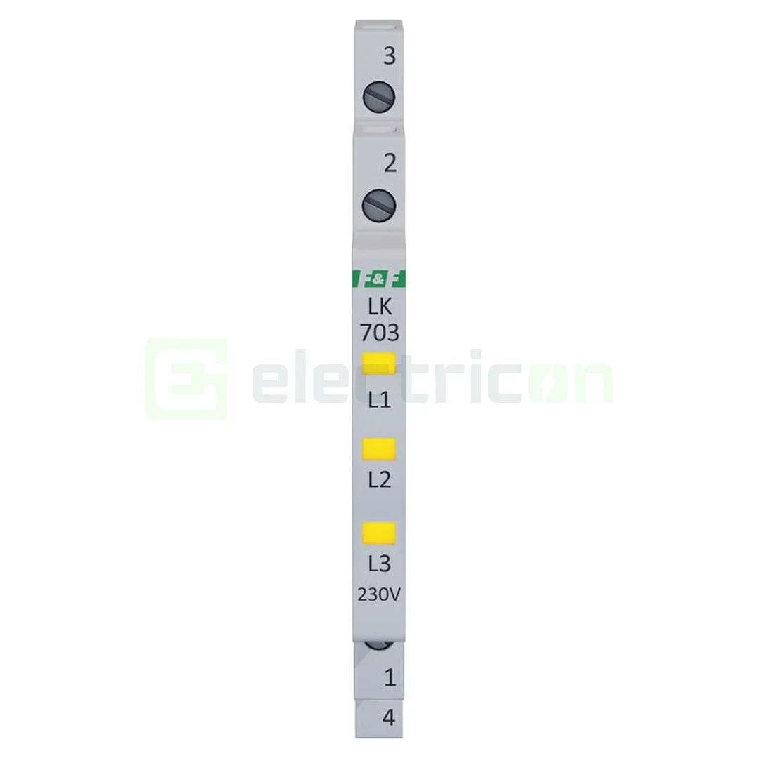 Indicator LED modular galben Slim trifazic 230 V LK‑703Y, F&F Filipowski, LK-703Y-230V