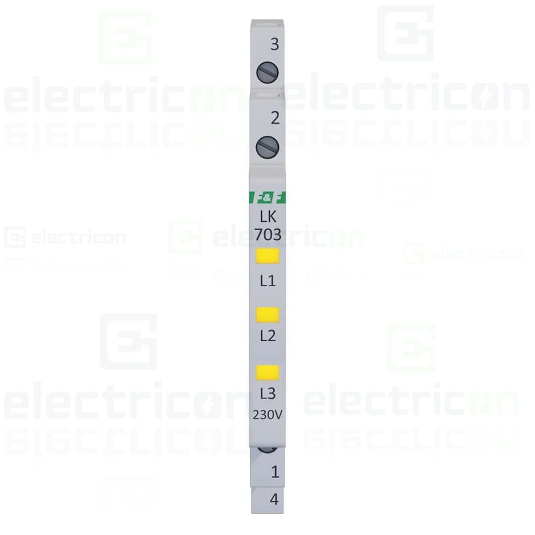 Indicator LED modular galben Slim trifazic 230 V LK‑703Y, F&F Filipowski, LK-703Y-230V [1]