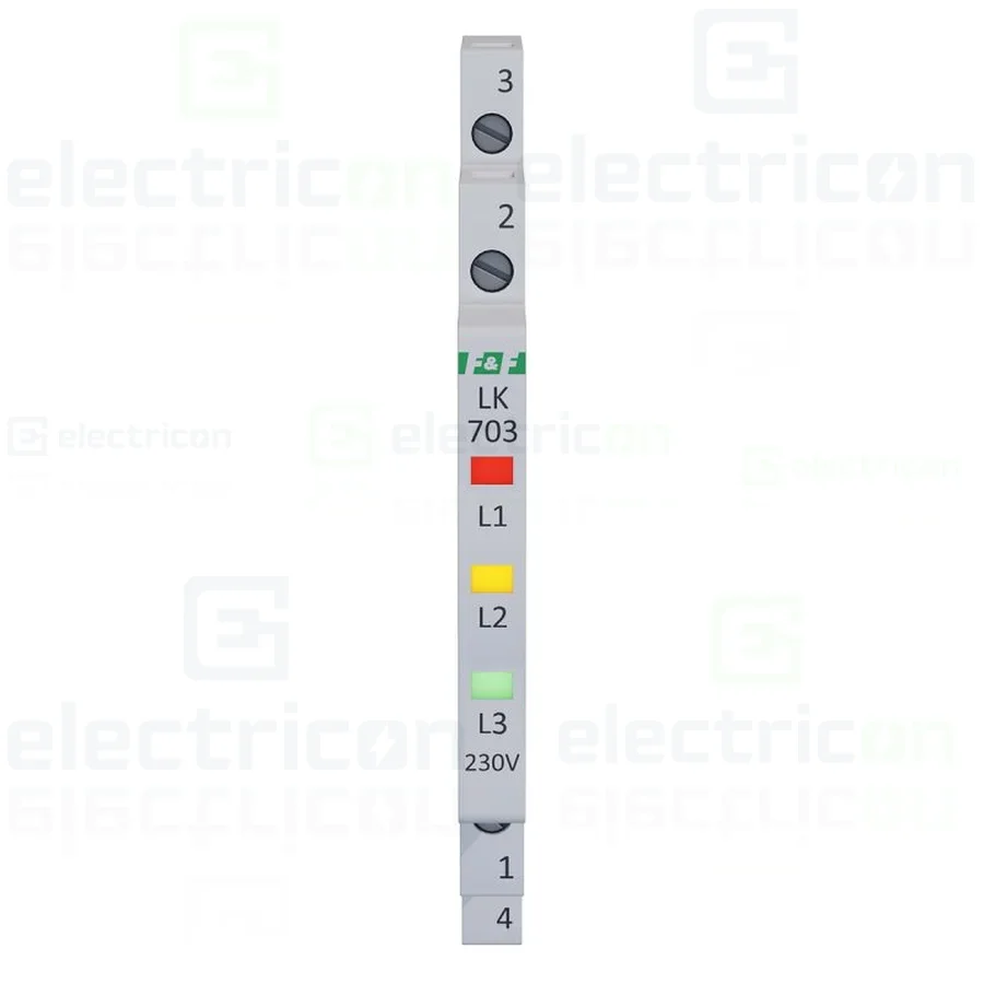Indicator LED modular roșu/galben/verde Slim trifazic 230 V LK‑703K, F&F Filipowski, LK-703K-230V [1]