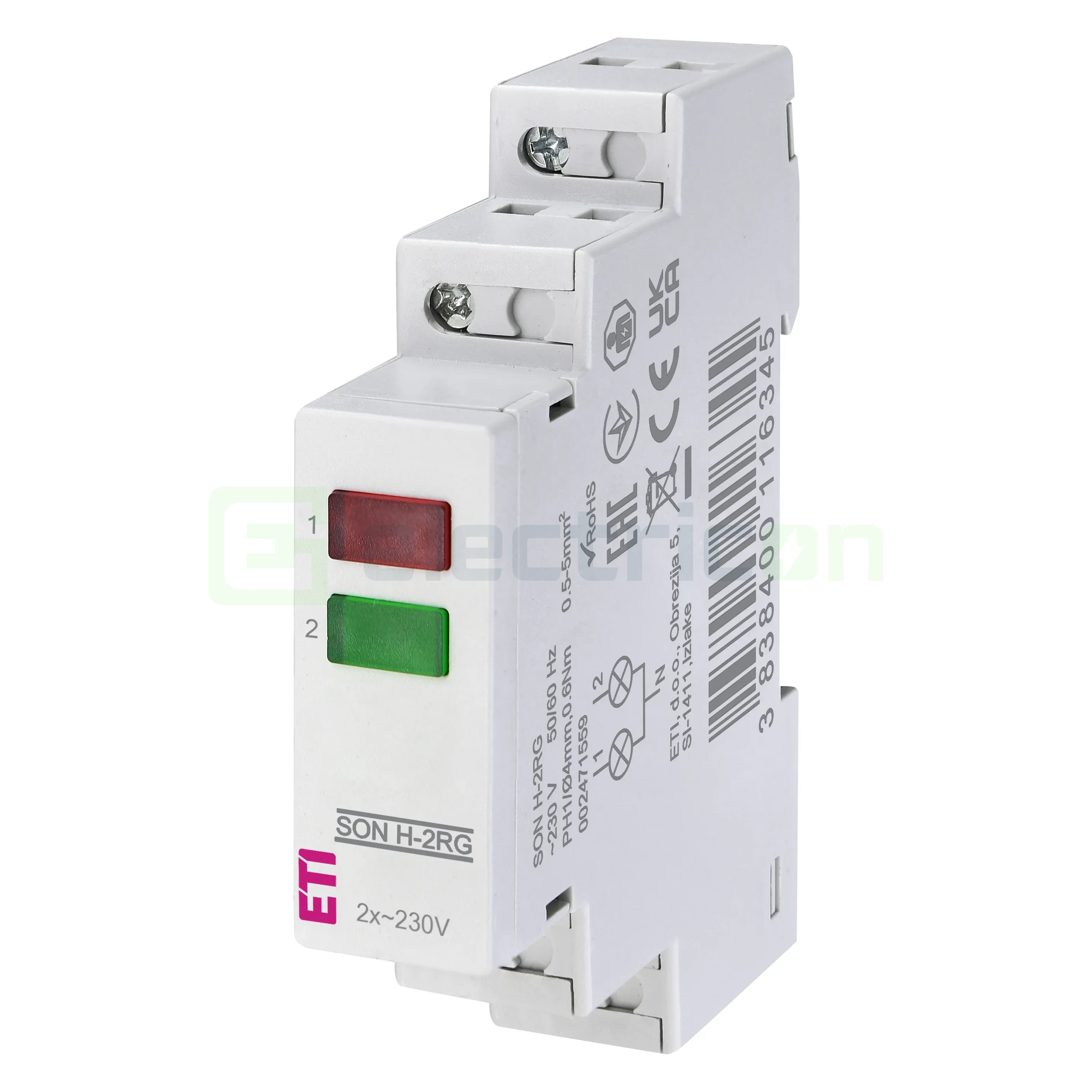 Lampa semnalizare - Indicator luminos monofazat rosu verde ETI SON H-2RG 002471559 pentru panou