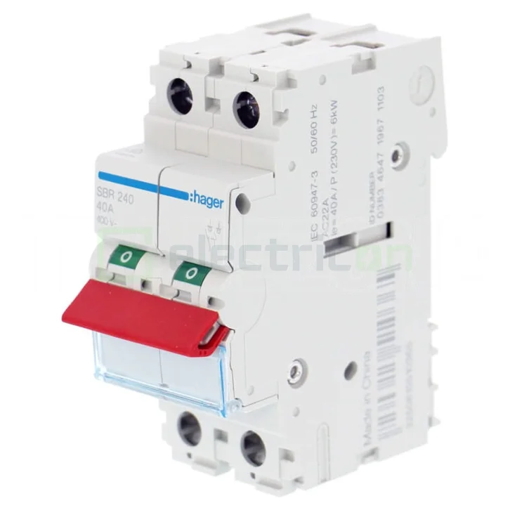 Separatori & comutatori - Intrerupator 2P 40A 400V 2M, parghie rosie