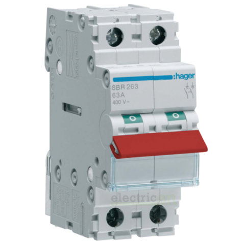 Separatori & comutatori - Intrerupator 2P 63A 400V 2M, parghie rosie