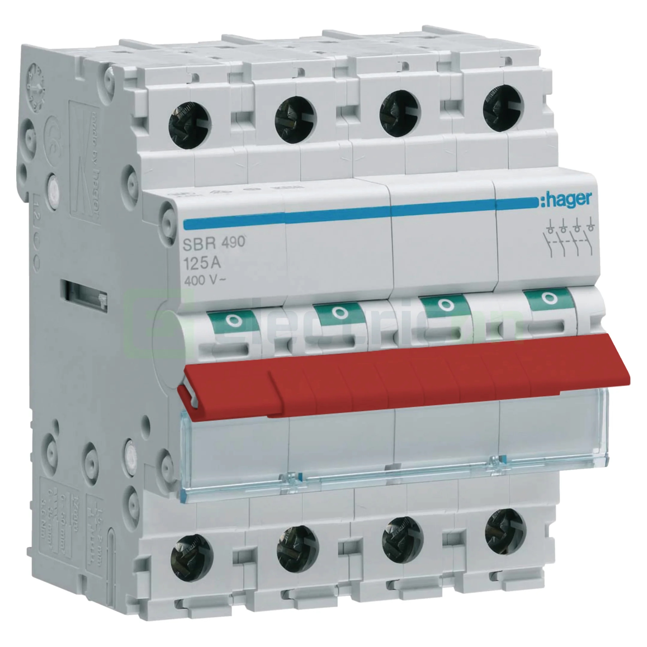 Siguranțe, Diferentiale, Separatori & Busbar - Intrerupator 4P 63A 400V 4M, parghie rosie