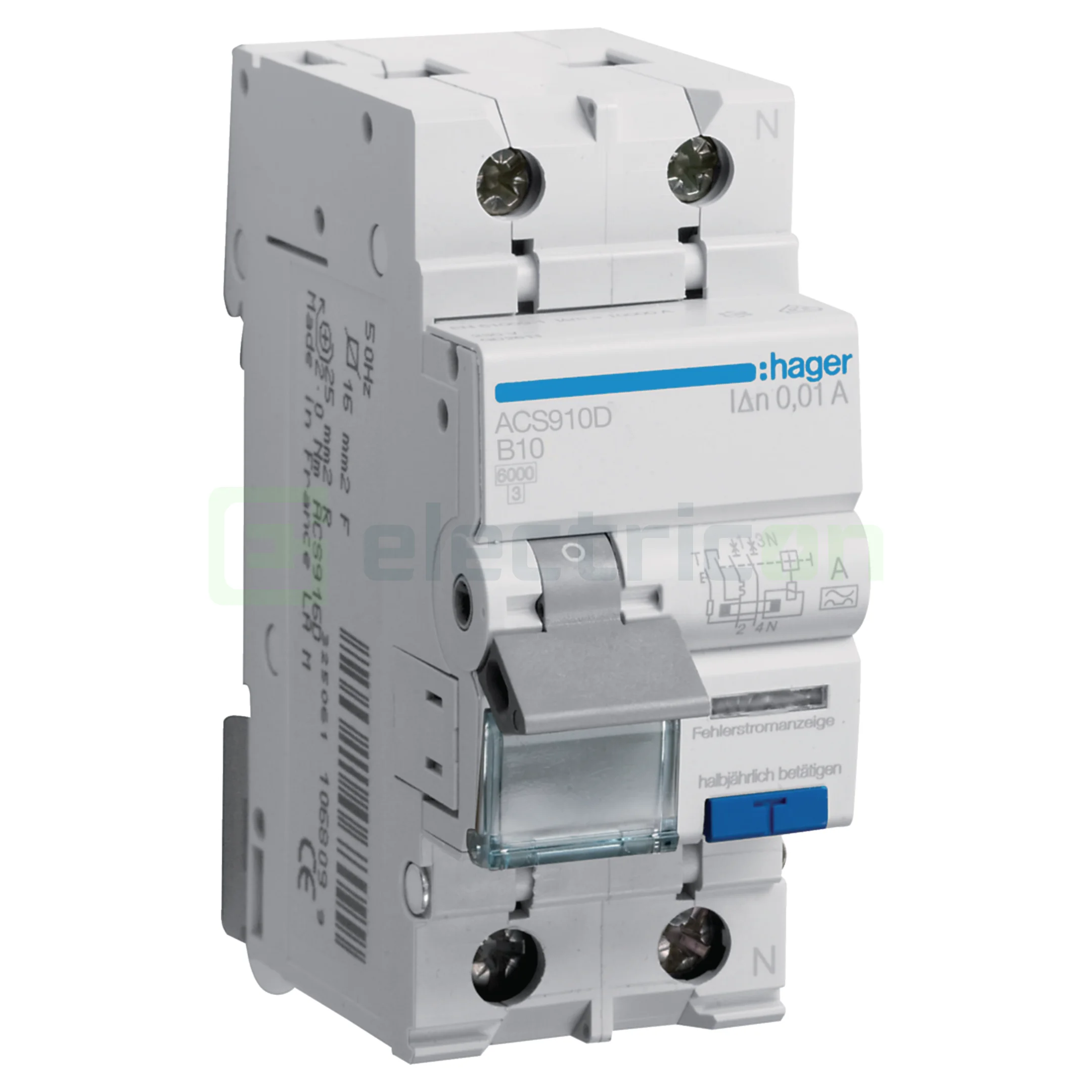 RCBO – siguranțe cu protecție diferențială - Diferential 10A/10mA Schrack - ACS910D