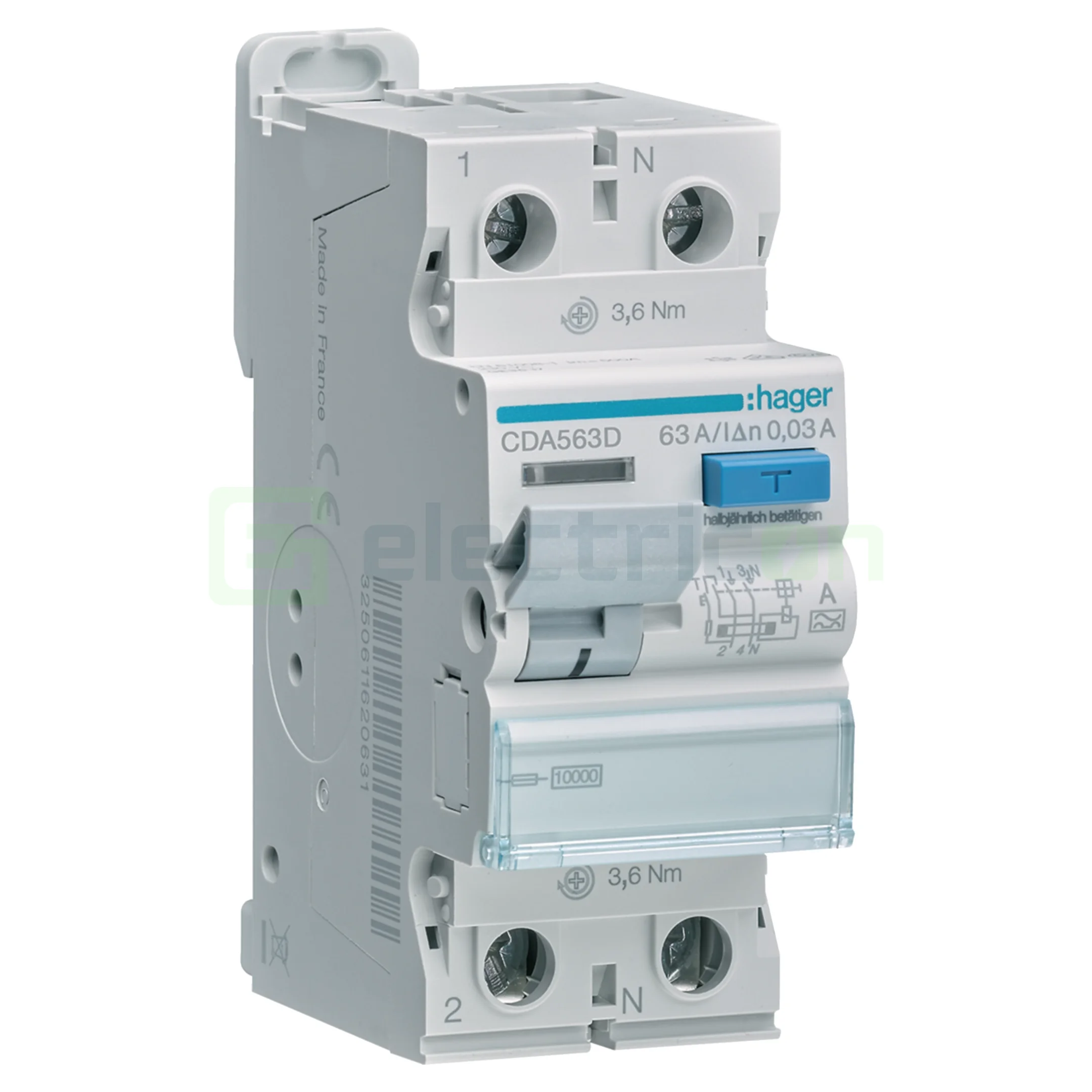 Siguranțe, Diferentiale, Separatori & Busbar - Diferential 63A/30mA Hager - CDA563D