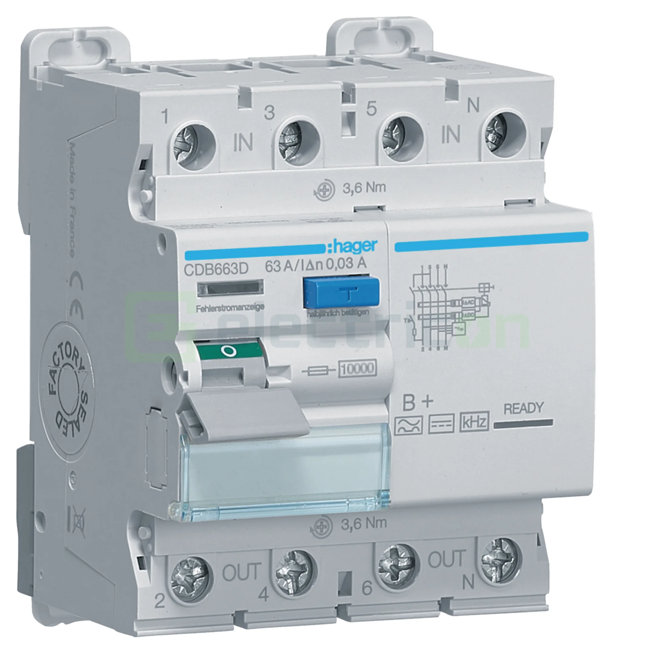 RCCB – întrerupătoare diferențiale - Diferential 63A/30mA Hager - CDA663D