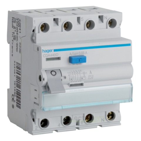 RCCB – întrerupătoare diferențiale - Diferential 40A/30mA Hager - CDA440D