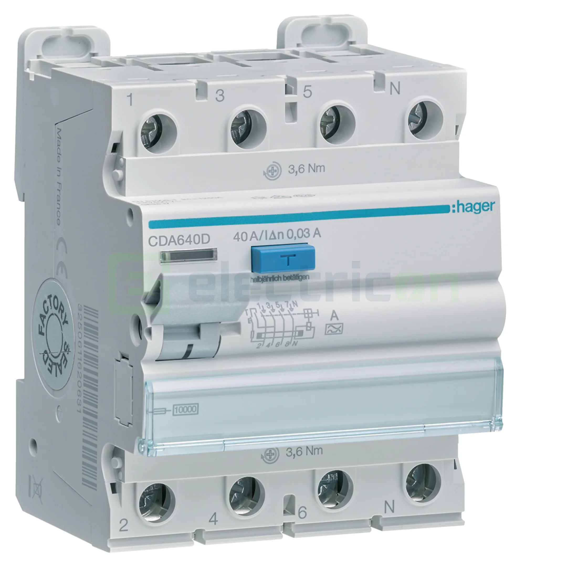 RCCB – întrerupătoare diferențiale - Intreruptor RCCB 40A Hager - CDA640D