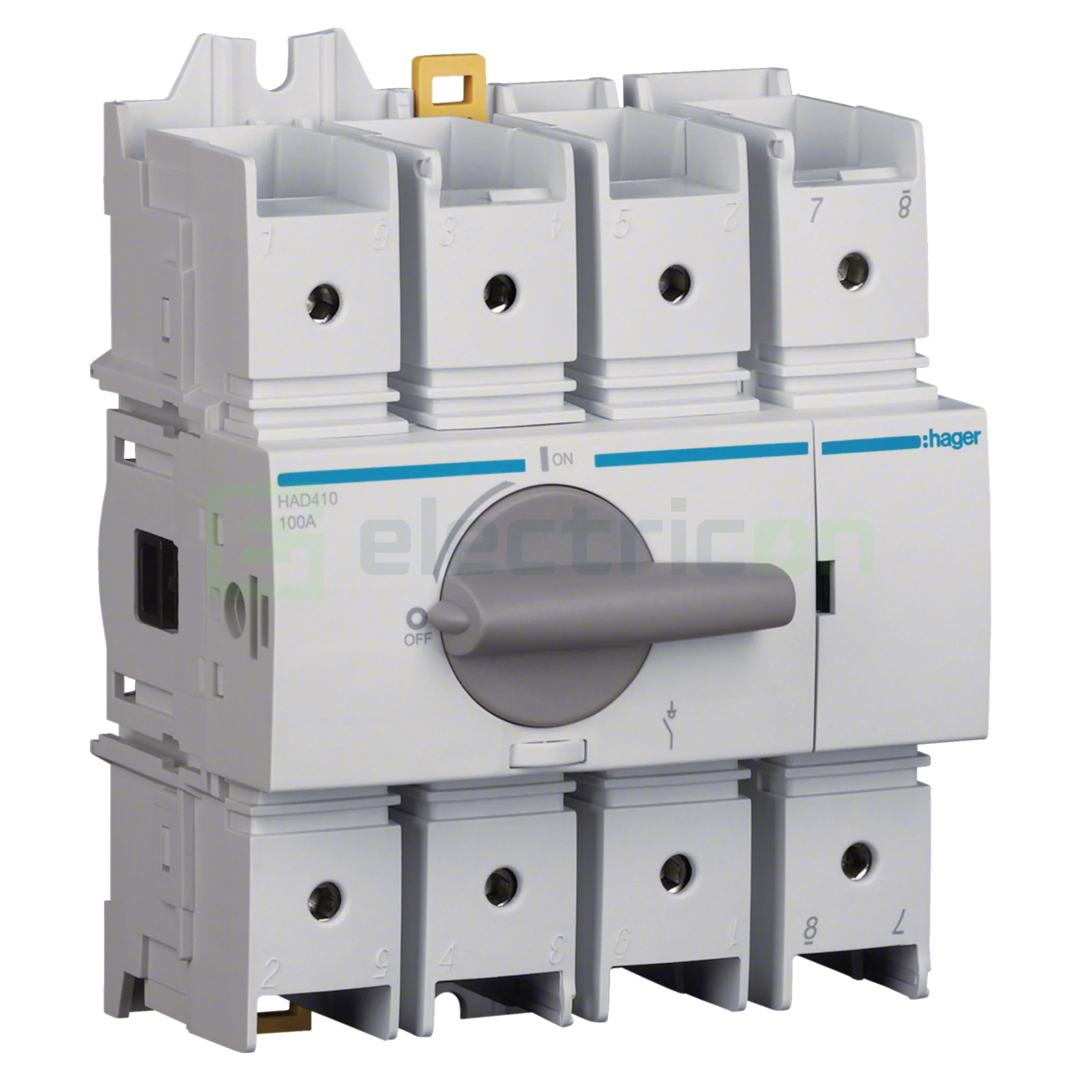 Siguranțe, Diferentiale, Separatori & Busbar - Întrerupător de sarcină M3 4P 100A, Hager, HAD410