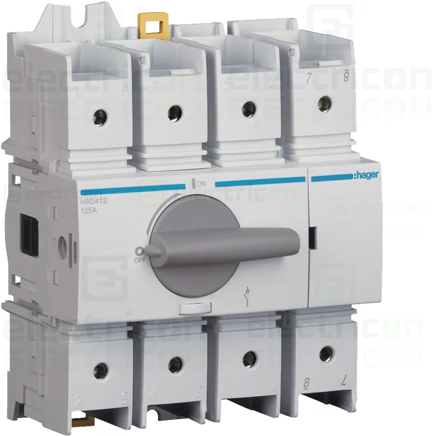 Siguranțe, Diferentiale, Separatori & Busbar - Întrerupător de sarcină M3 4P 125A, Hager, HAD412