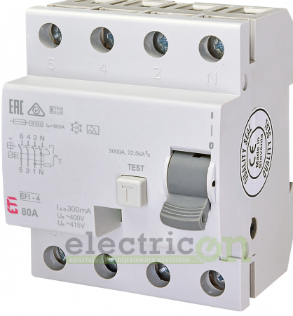 RCCB – întrerupătoare diferențiale - Intreruptor diferential 80A/300mA ETI - 002064545