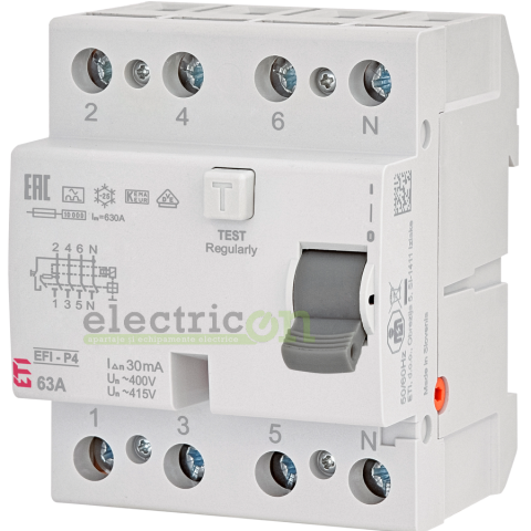 RCCB – întrerupătoare diferențiale - Intreruptor diferential 63A/30mA ETI - 002061513
