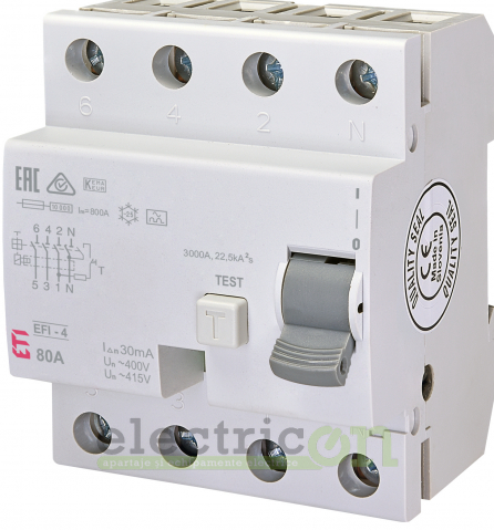 RCCB – întrerupătoare diferențiale - Intreruptor diferential 80A/30mA ETI - 002062545