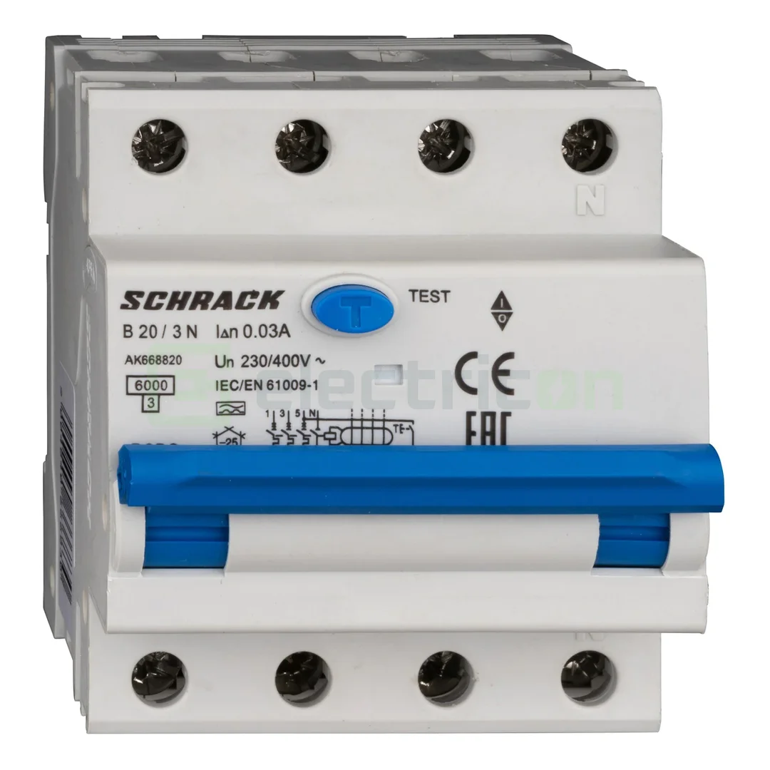 RCBO – siguranțe cu protecție diferențială - Siguranta RCBO 20A/30mA Schrack - AK668820