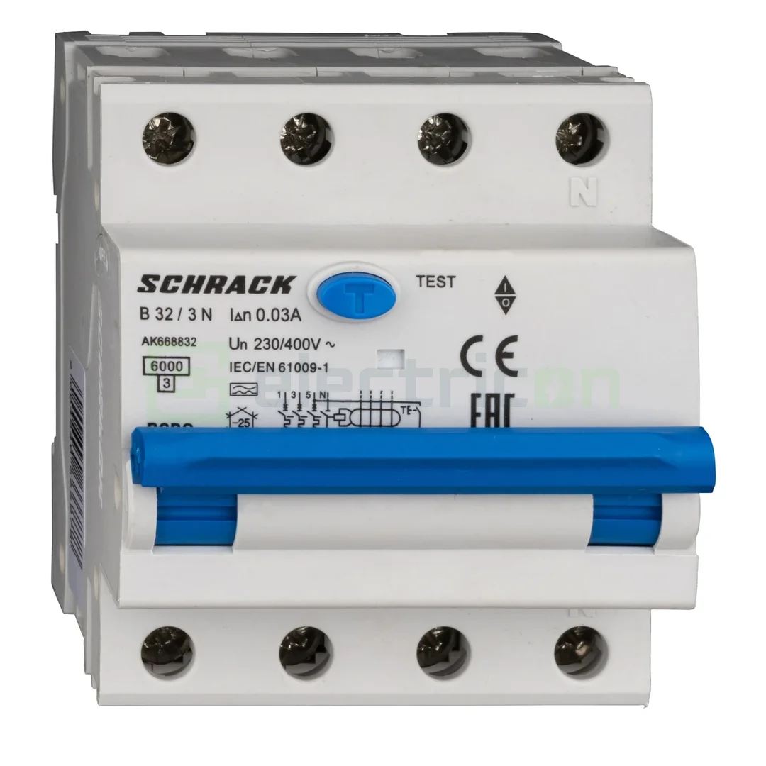 RCBO – siguranțe cu protecție diferențială - Siguranta RCBO 32A/30mA Schrack - AK668832
