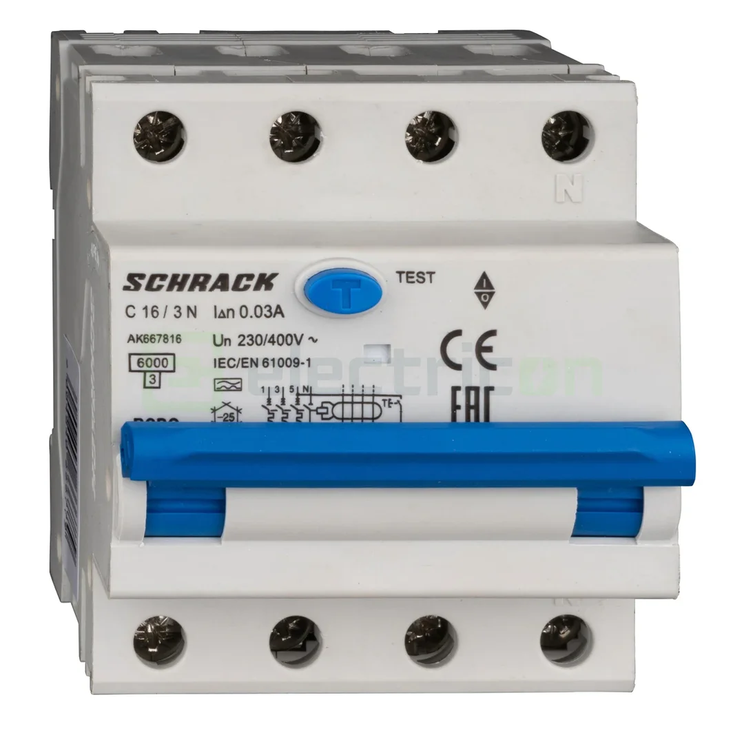 RCBO – siguranțe cu protecție diferențială - Siguranta RCBO 16A/30mA Schrack - AK667816