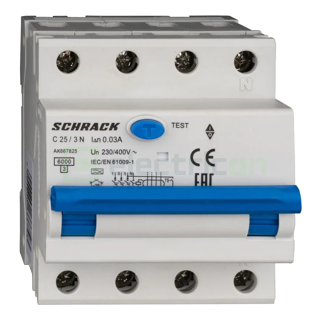RCBO – siguranțe cu protecție diferențială - Siguranta RCBO 25A/30mA Schrack - AK667825