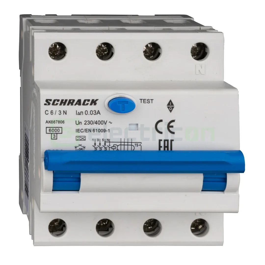 RCBO – siguranțe cu protecție diferențială - Siguranta RCBO 6A/30mA Schrack - AK667806