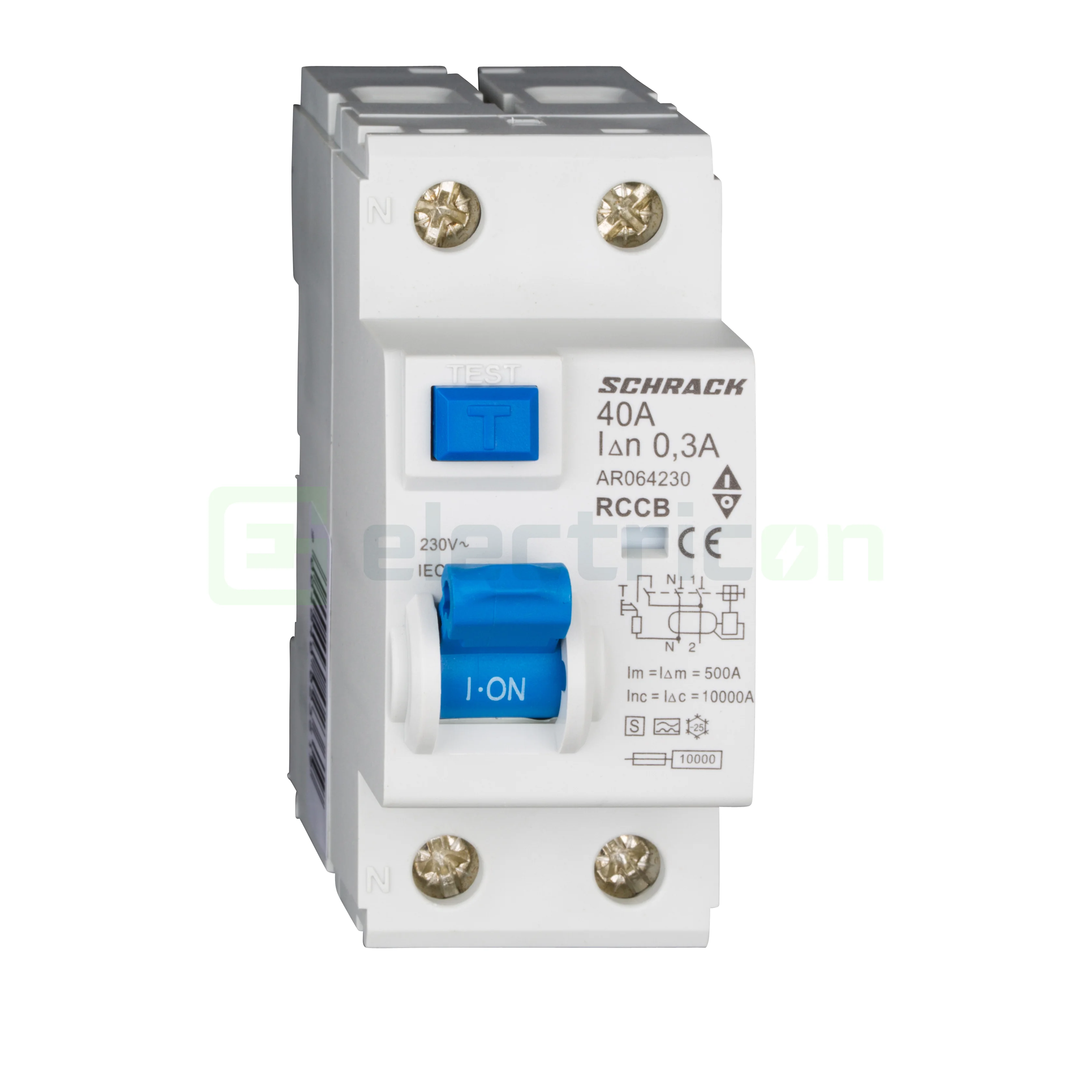 Intrerupator diferential RCCB, 2P, 300mA, 10kA, tip A, 40A, Amparo, Schrack