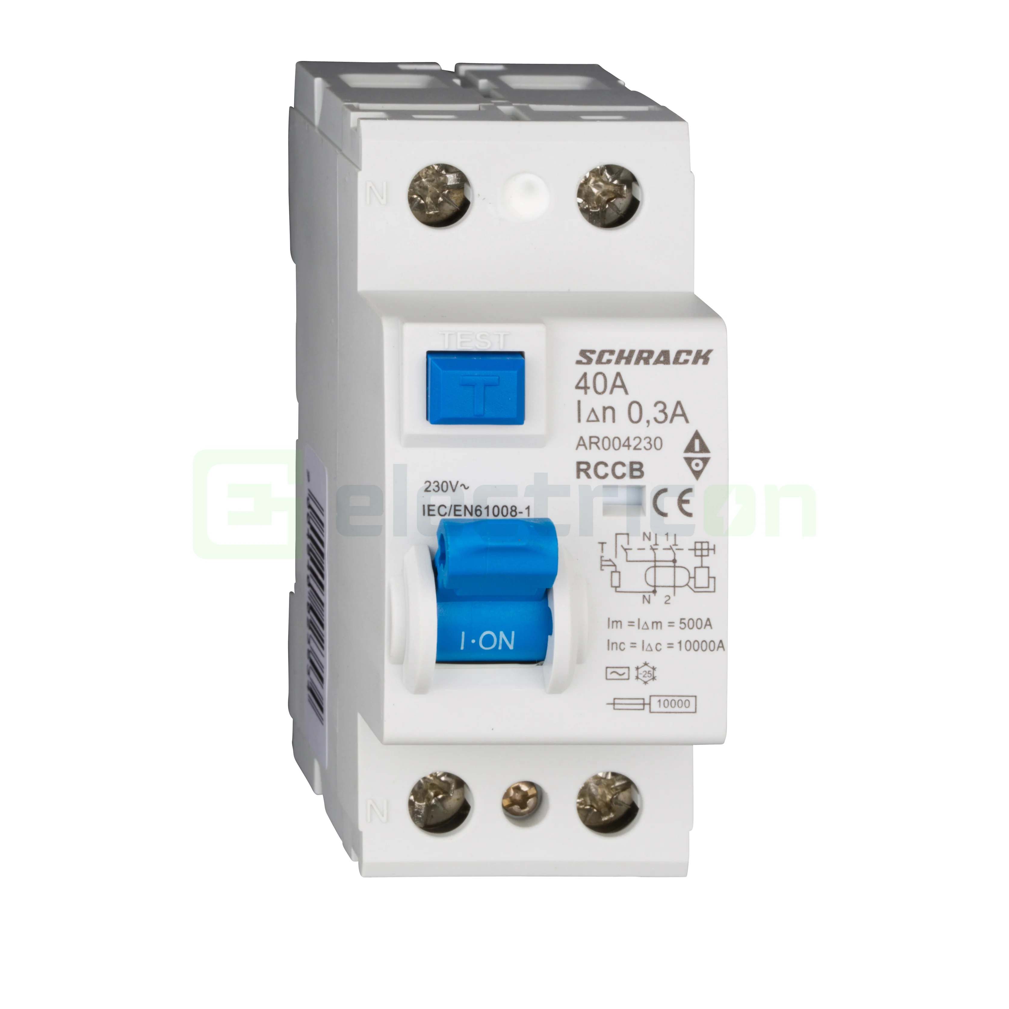 Intrerupator diferential RCCB, 2P, 300mA, 10kA, tip A, 40A, Amparo, Schrack