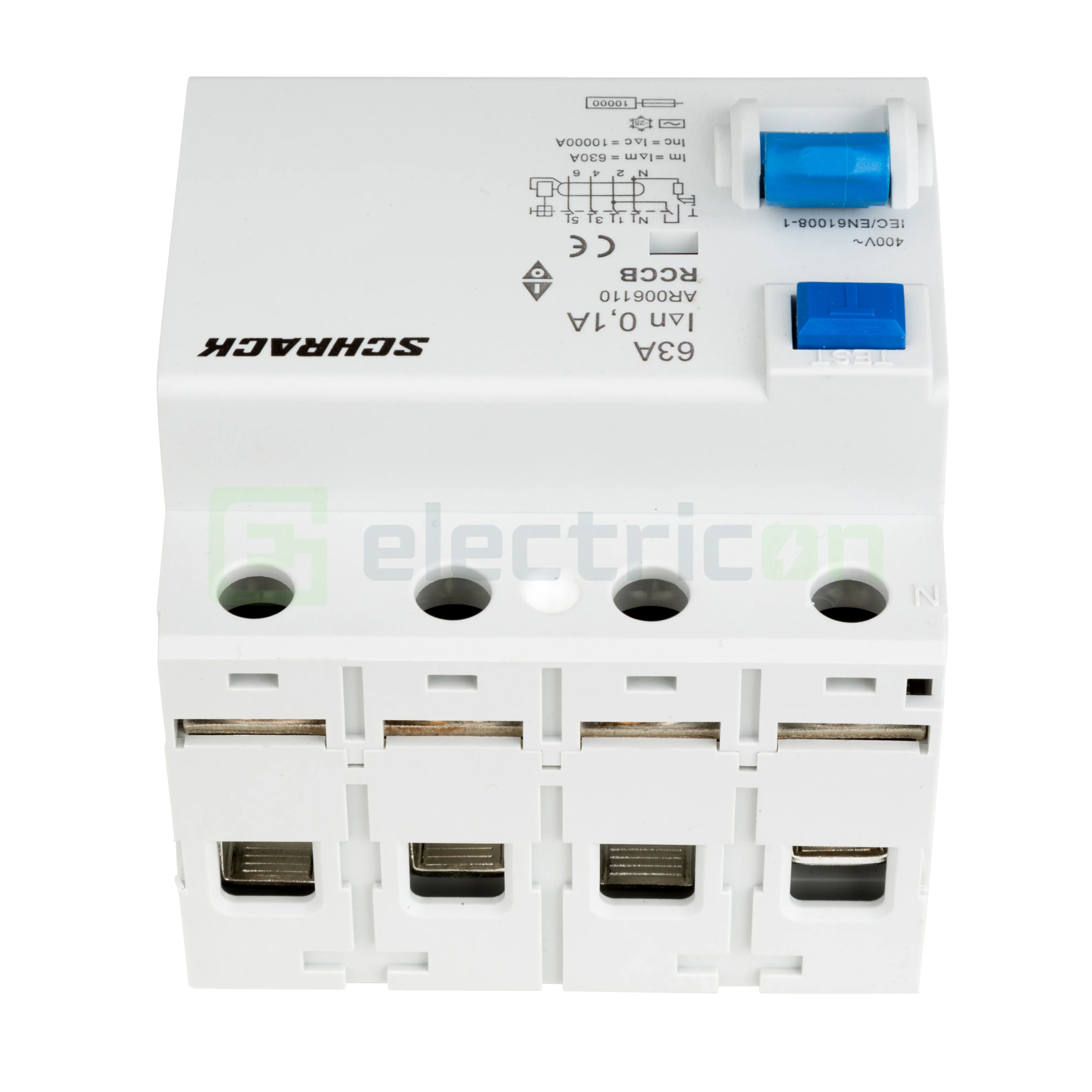 Intrerupator diferential RCCB, 4P, 100mA, 10kA, tip A, 63A, Amparo, Schrack [5]