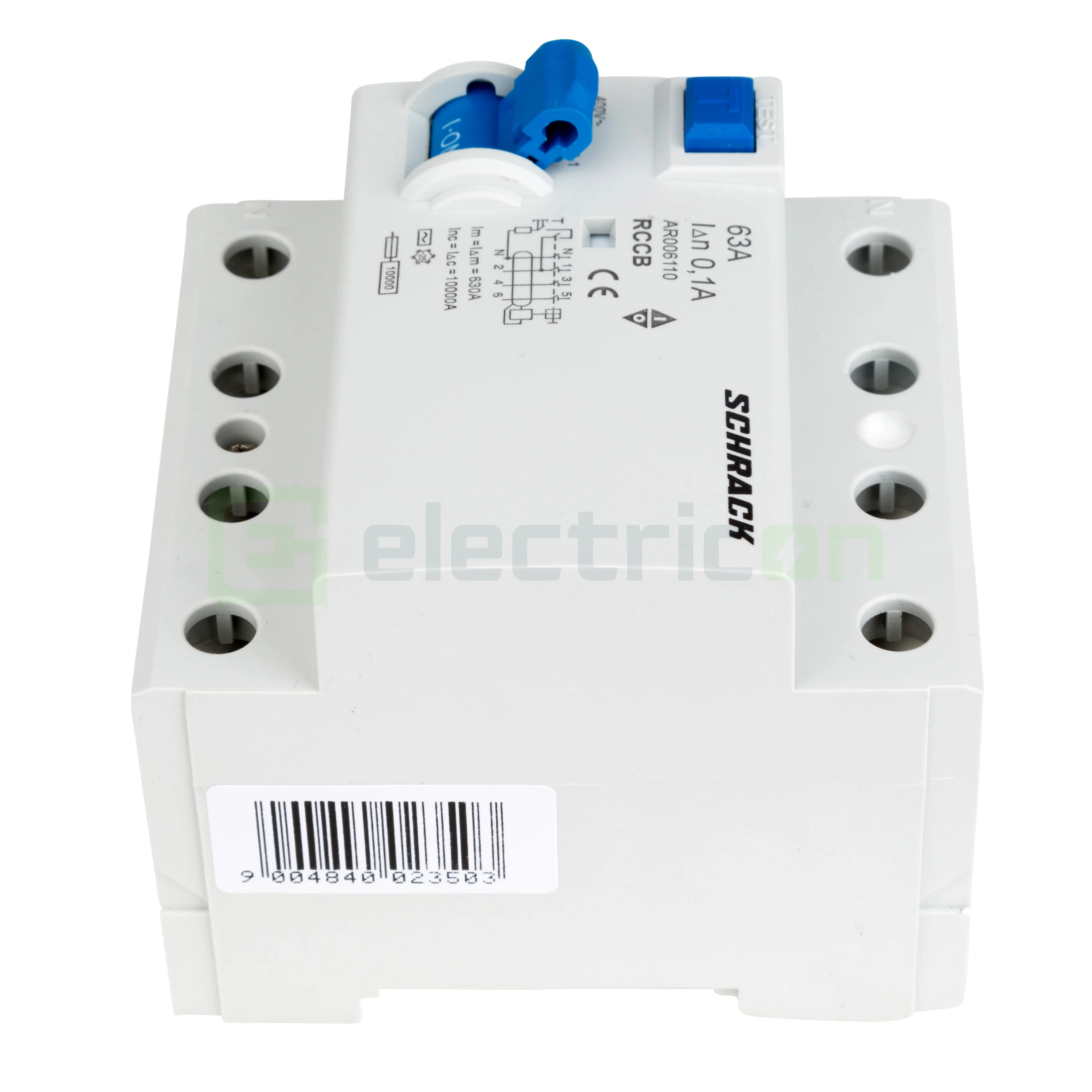 Intrerupator diferential RCCB, 4P, 100mA, 10kA, tip A, 63A, Amparo, Schrack [3]