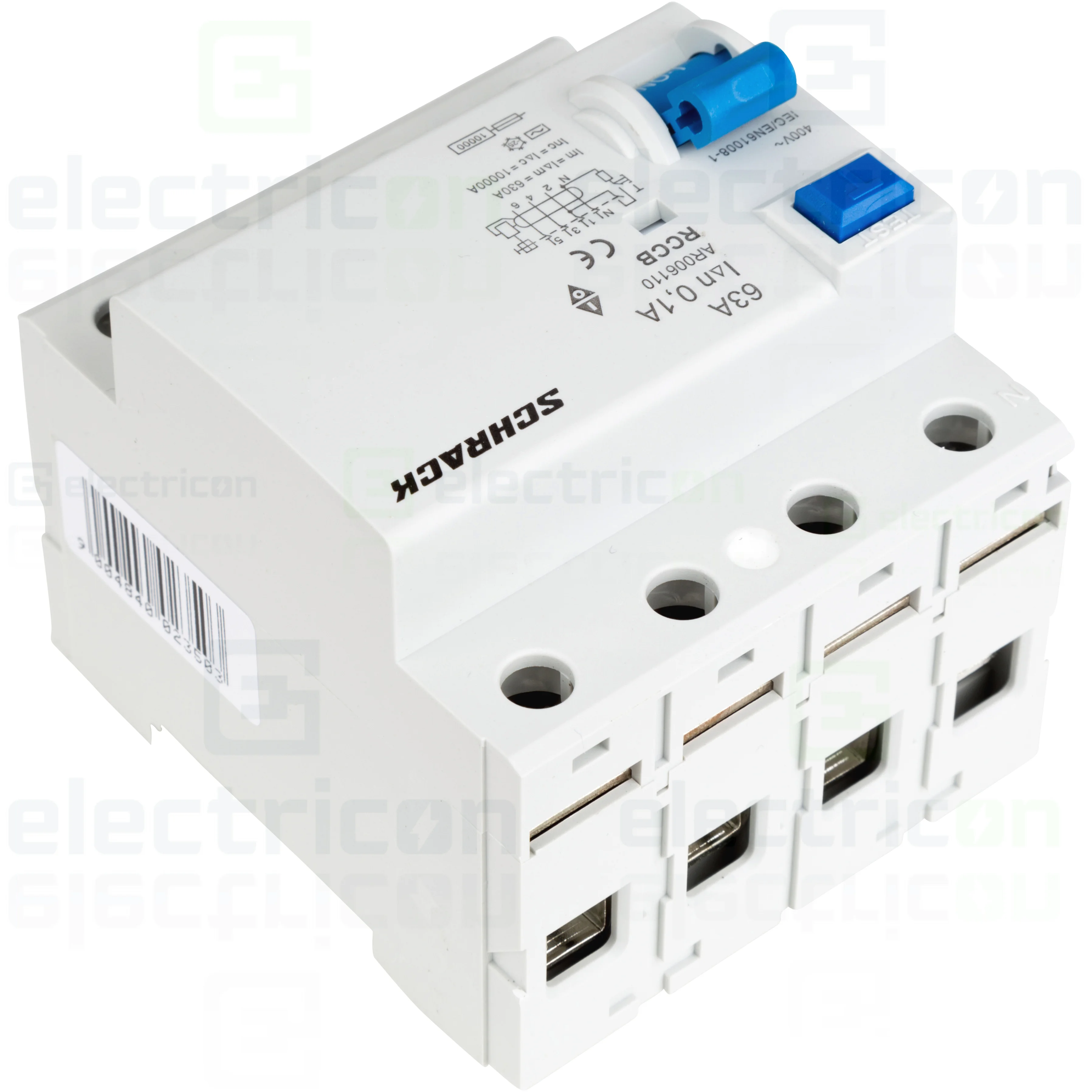 Intrerupator diferential RCCB, 4P, 100mA, 10kA, tip A, 63A, Amparo, Schrack [4]