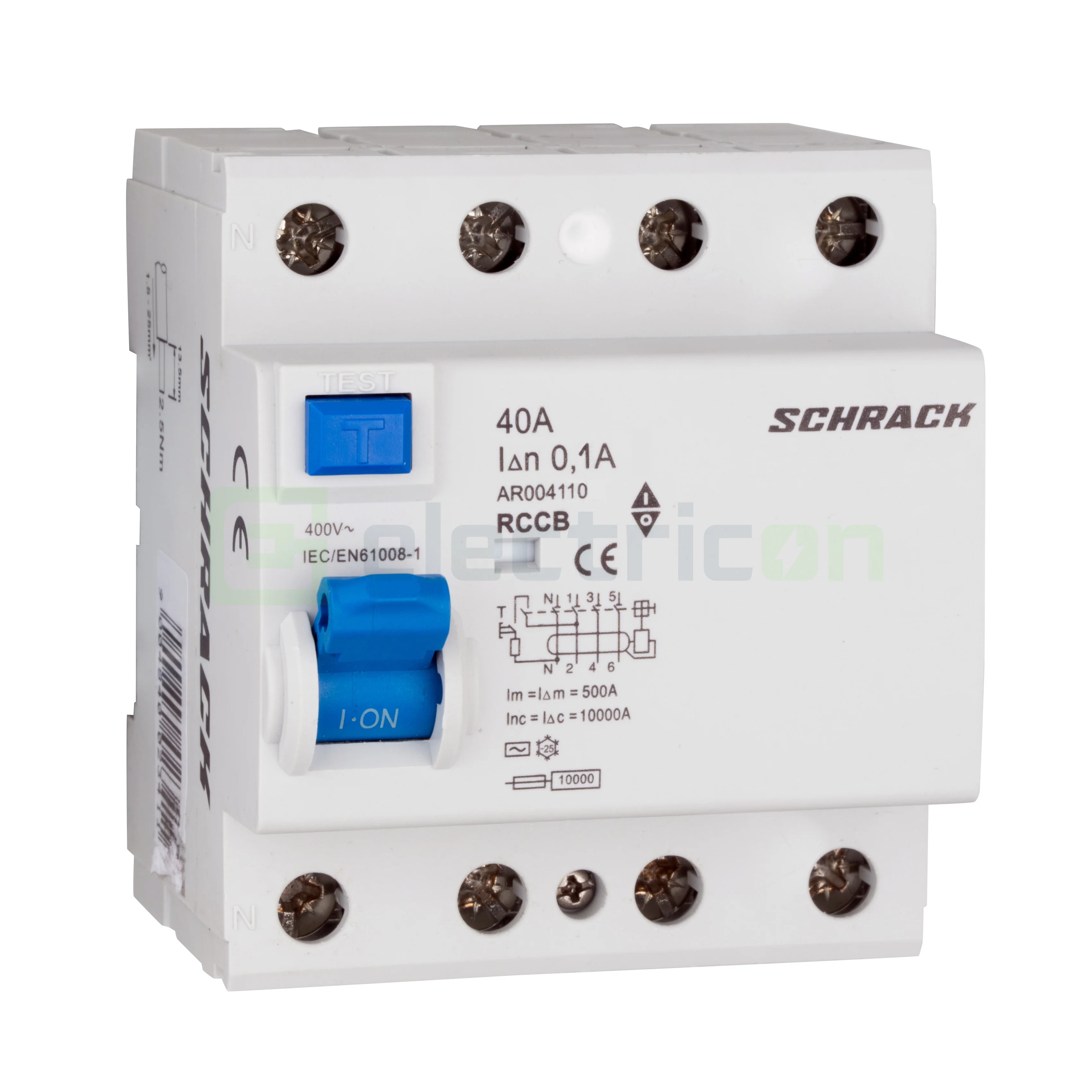 RCCB – întrerupătoare diferențiale - Intrerupator diferential RCCB, 4P, 300mA, 10kA, tip AC, 40A, Amparo, Schrack