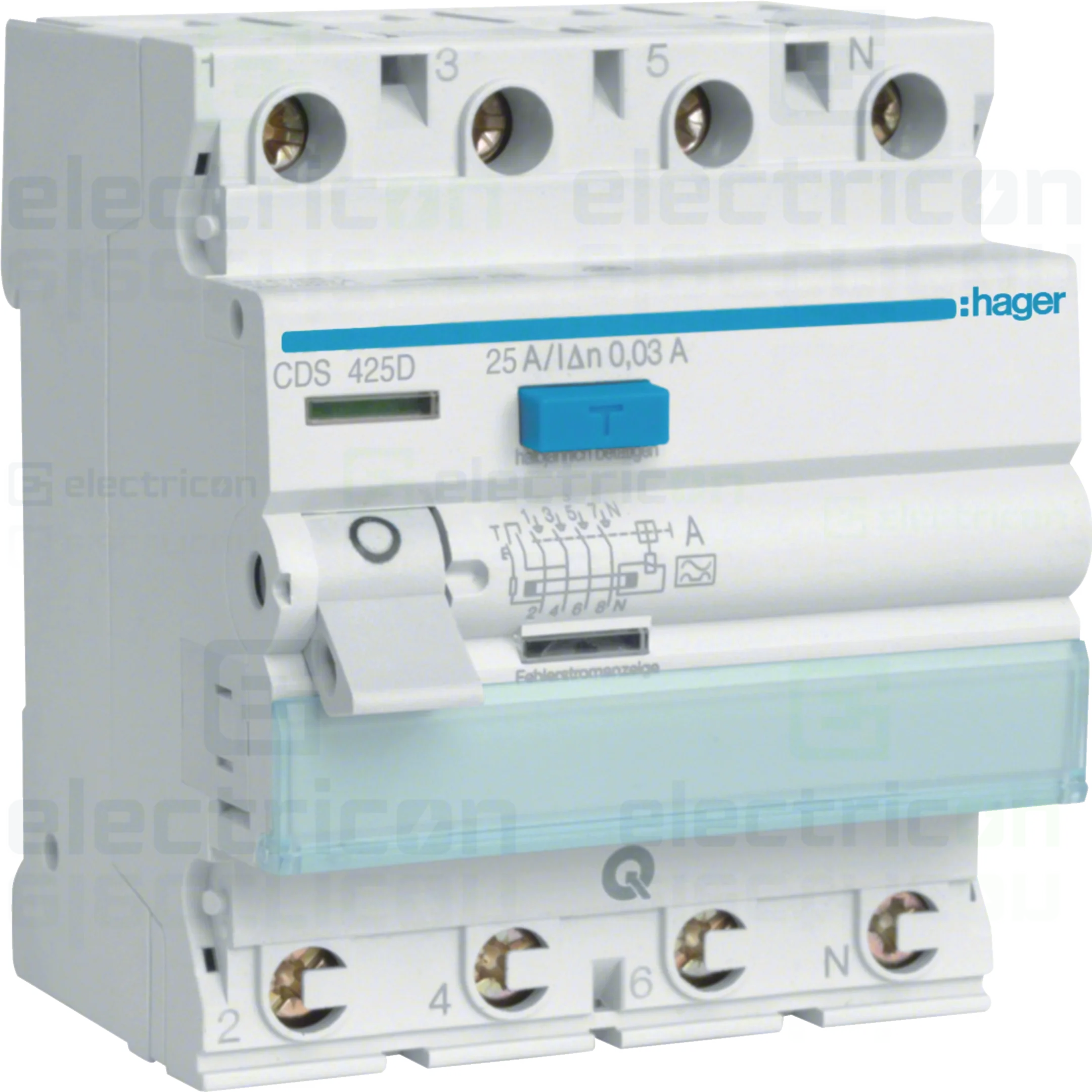 RCCB – întrerupătoare diferențiale - Intrerupator RCCB 4P 30mA 25A tip A QuickConnect Hager CDS425D