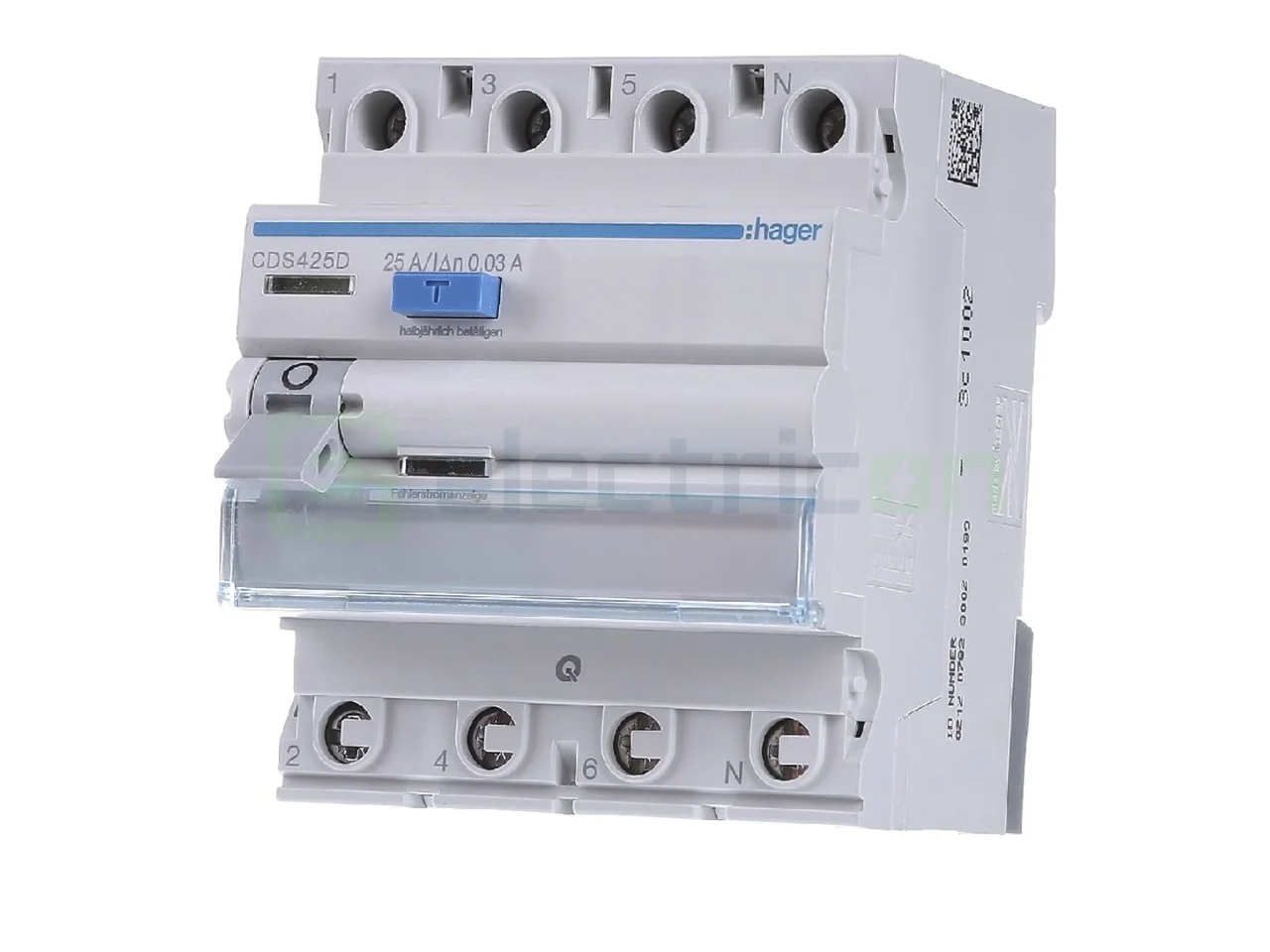 Siguranțe, Diferentiale, Separatori & Busbar - Intrerupator RCCB 4P 30mA 25A tip A QuickConnect Hager CDS425D