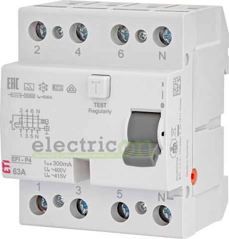 Intreruptor RCCB 63A/300mA ETI - 002061533