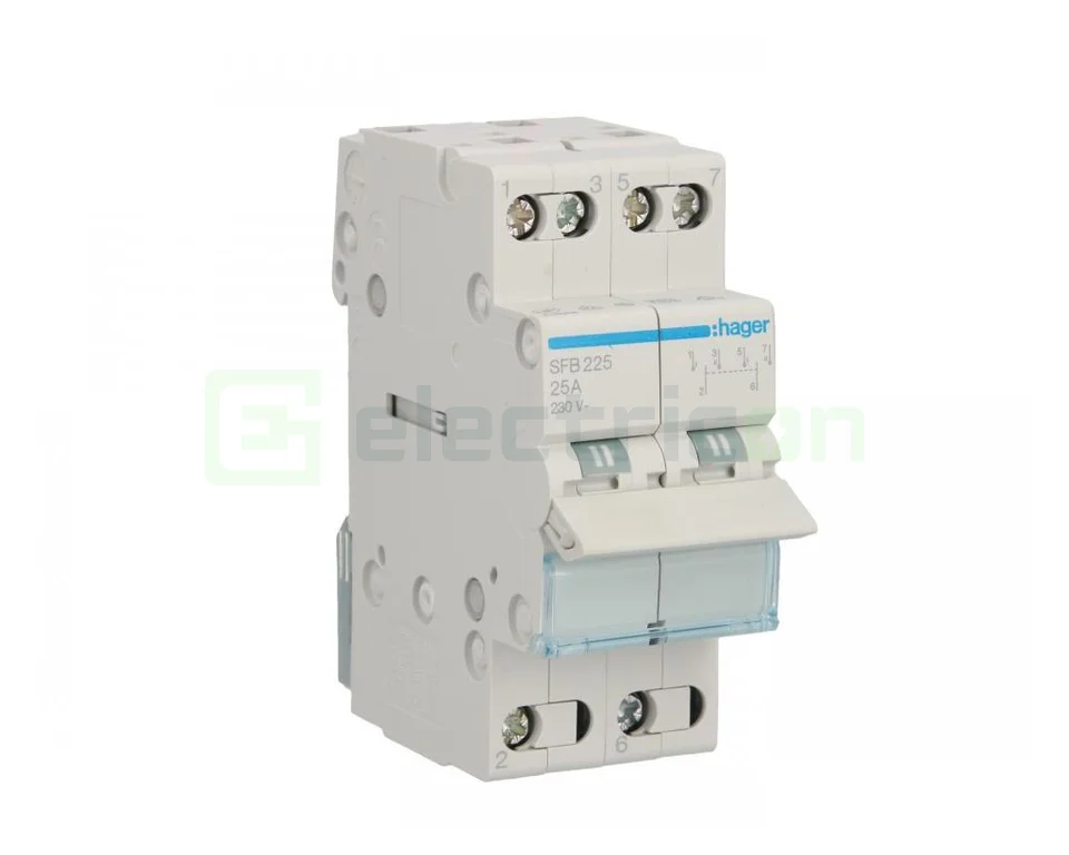 Separatori & comutatori - Inversor 2P 25A, 230V I-0-II, punct comun inferior 2M