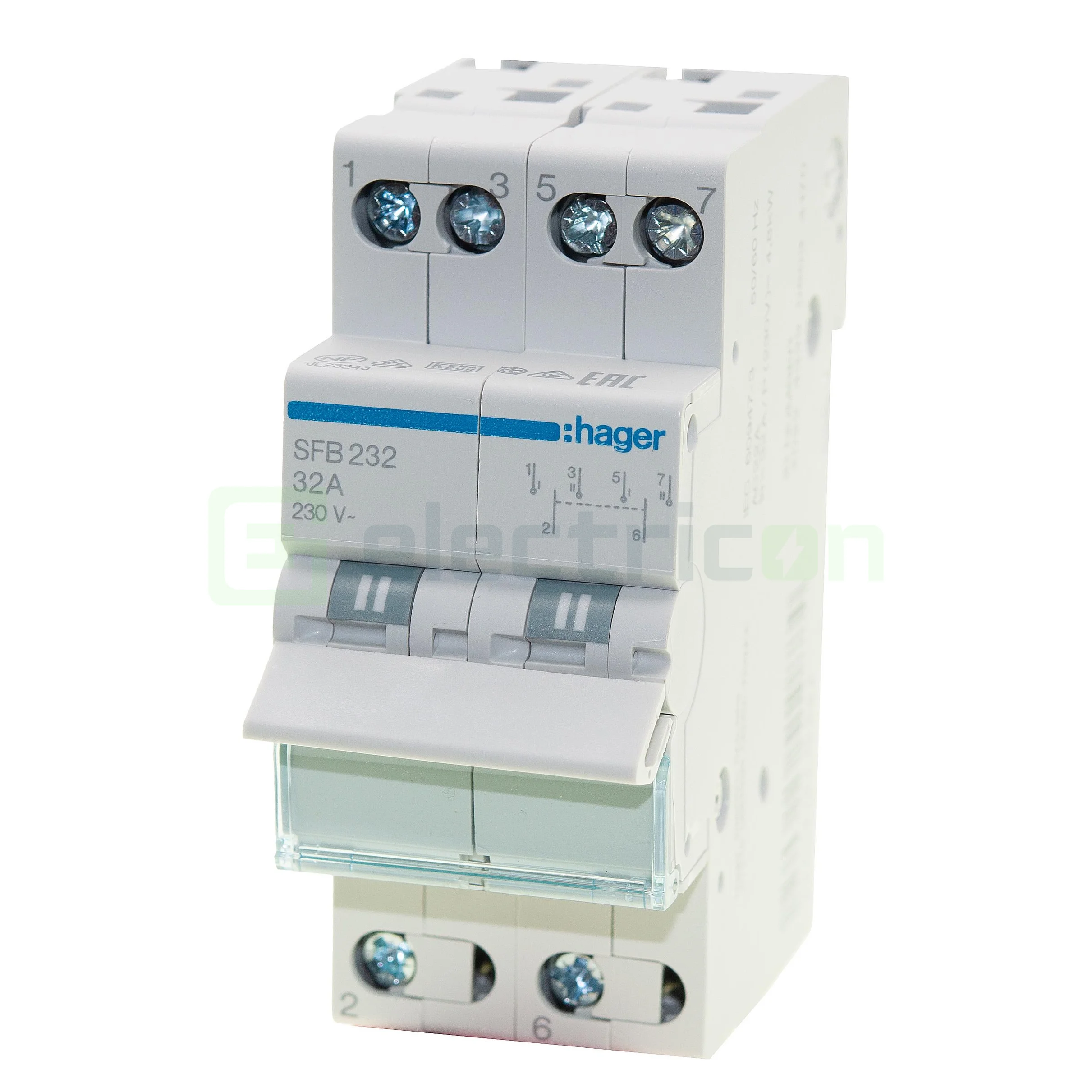 Separatori & comutatori - Inversor 2P 32A, 230V I-0-II, punct comun inferior 2M