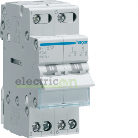 Separatori & comutatori - Inversor 2P 32A, 230V I-0-II, punct comun superior 2M