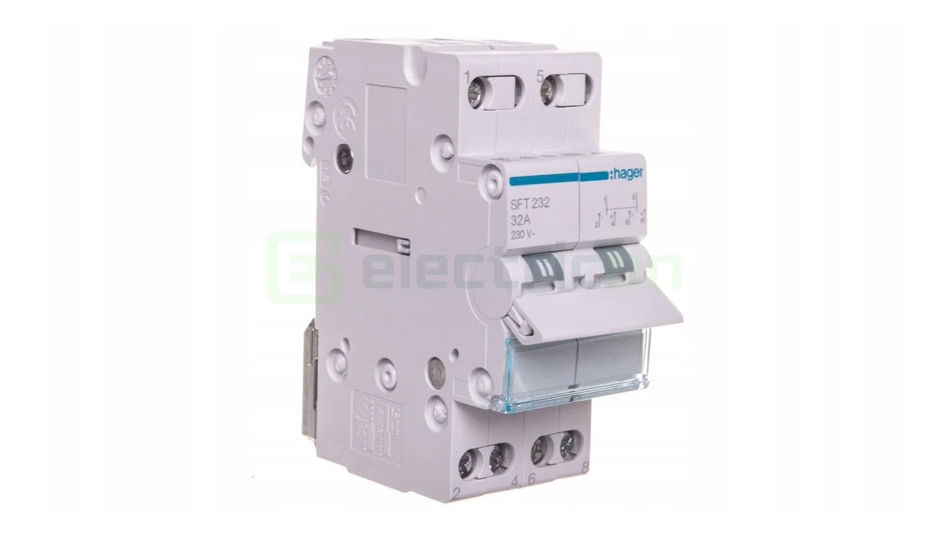 Separatori & comutatori - Inversor 2P 32A, 230V I-0-II, punct comun superior 2M